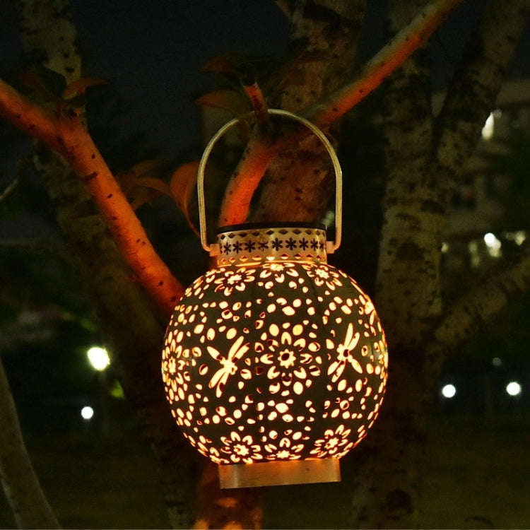 SZ-20004 Solar Lantern Wrought Iron Hollow Lawn Lamp Outdoor Garden Decorative Lamp(Bronze)