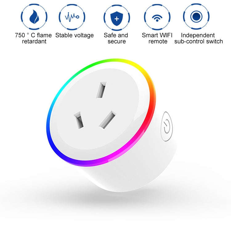 10A RGB Scene Light WiFi Remote Control Smart Socket Works with Alexa & Google Home & IFTTT, AC 1...
