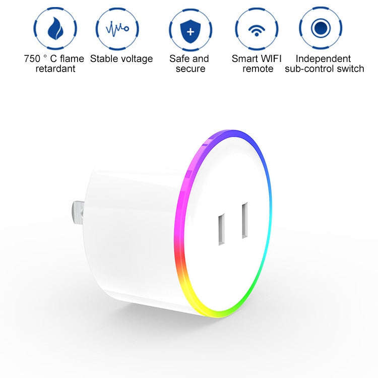 10A RGB Scene Light WiFi Remote Control Smart Socket Works with Alexa & Google Home & IFTTT, AC 1...