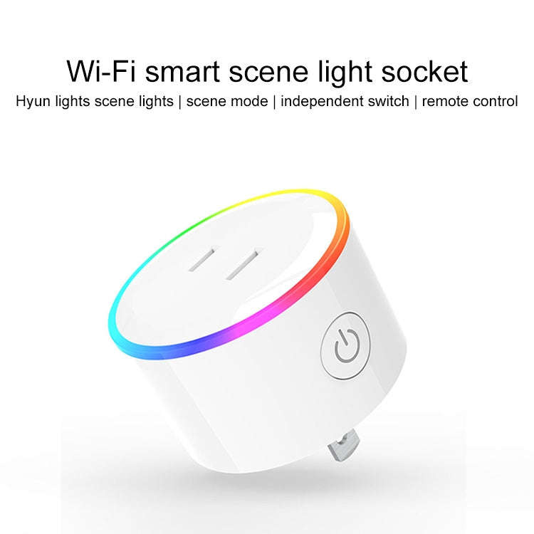 10A RGB Scene Light WiFi Remote Control Smart Socket Works with Alexa & Google Home & IFTTT, AC 1...