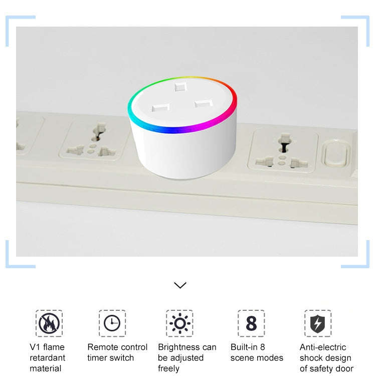 10A RGB Scene Light WiFi Remote Control Smart Socket Works with Alexa & Google Home, AC 220-240V,...