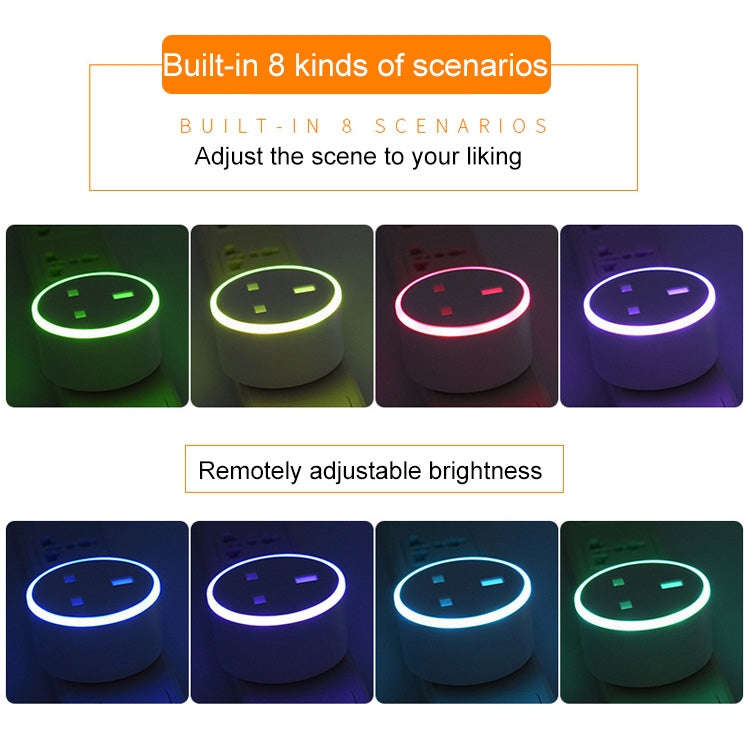 10A RGB Scene Light WiFi Remote Control Smart Socket Works with Alexa & Google Home, AC 220-240V,...