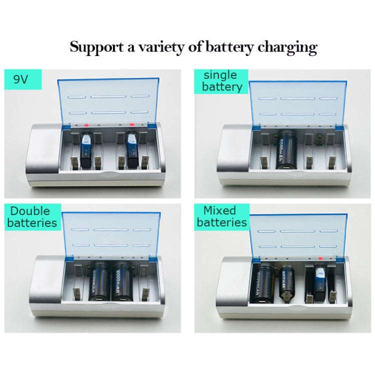 AC 100-240V 4 Slot Battery Charger for AA & AAA & C / D Size Battery, AU Plug