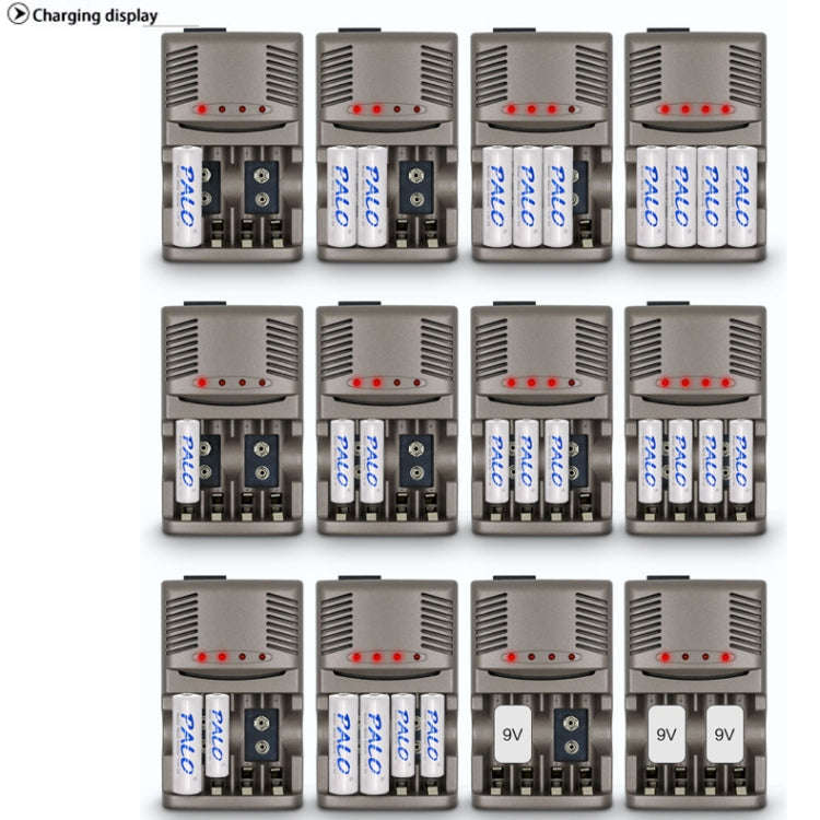 DC 100-240V 4 Slot Battery Charger for AA & AAA & 9V Ni-MH Battery, US Plug
