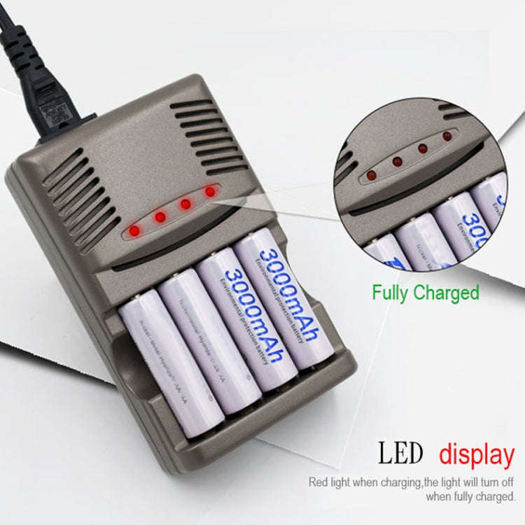 DC 100-240V 4 Slot Battery Charger for AA & AAA & 9V Ni-MH Battery, US Plug
