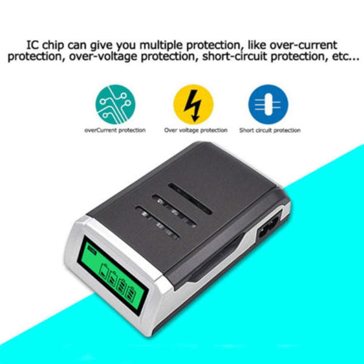 AC 100-240V 4 Slot Battery Charger for AA & AAA Battery, with LCD Display, UK Plug