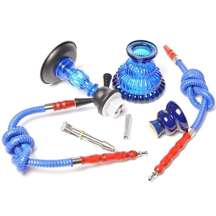 21-1011 Glass Double Pipe Hookah Set (Blue)