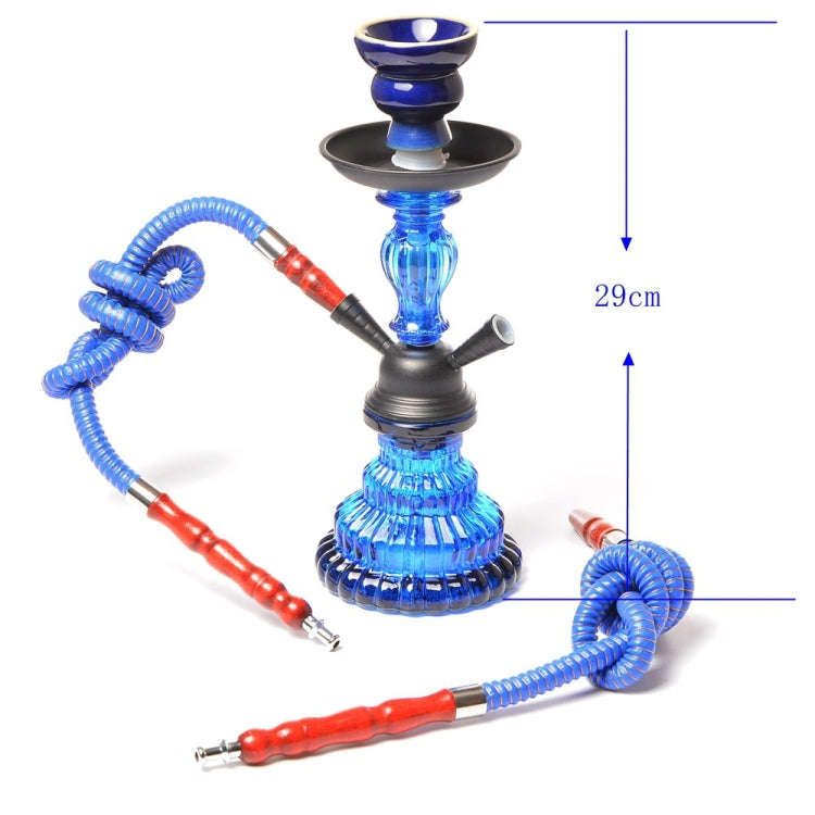 21-1011 Glass Double Pipe Hookah Set (Blue)