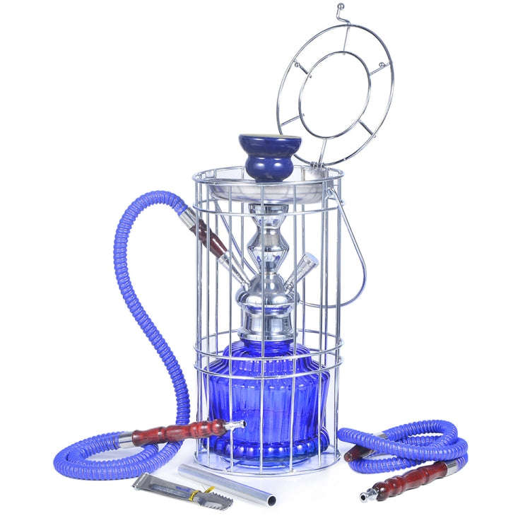 010-30 Double Tube Glass Iron Cage Hookah (Black)