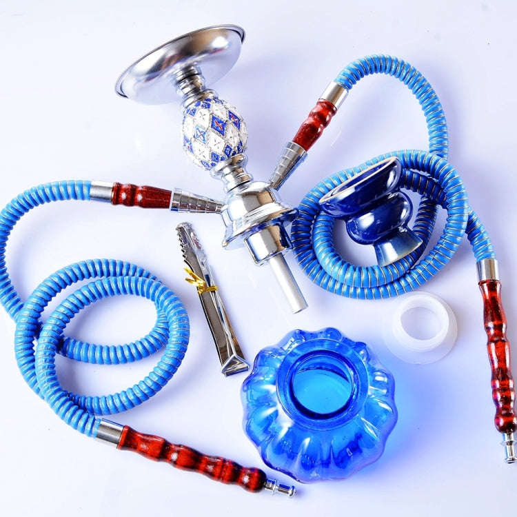 08-023 Double Pipe Glass Hookah Set (Yellow)