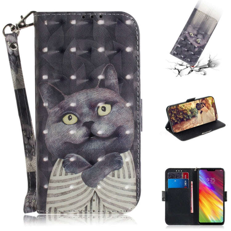 3D Colored Drawing Hug Cat Pattern Horizontal Flip Leather Case for LG Q Stylo 5, with Holder & C...