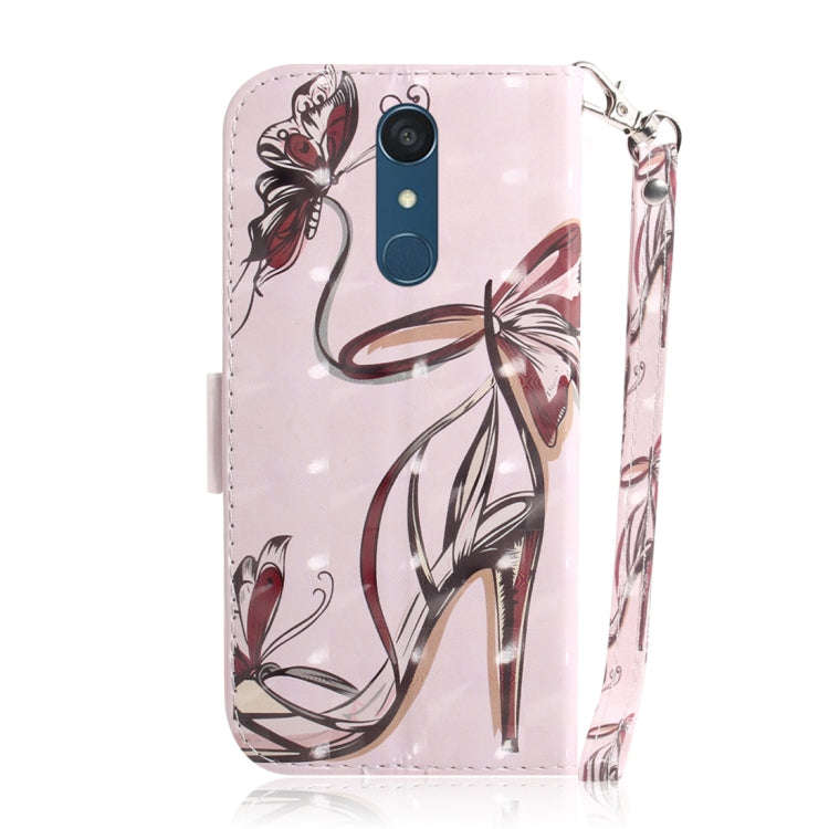 3D Colored Drawing Butterfly High-heeled Shoes Pattern Horizontal Flip Leather Case for LG Q Styl...