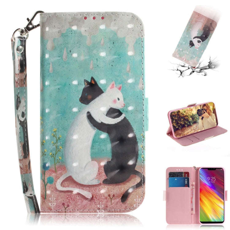 3D Colored Drawing Cats Pattern Horizontal Flip Leather Case for LG Q Stylo 5, with Holder & Card...