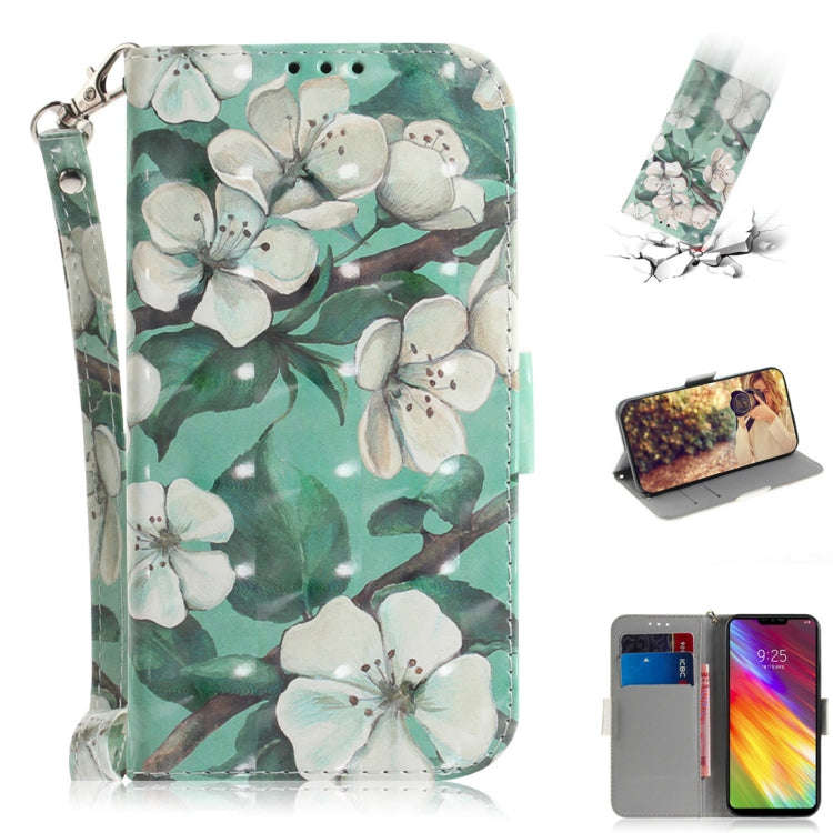 3D Colored Drawing Watercolor Flower Pattern Horizontal Flip Leather Case for LG Q Stylo 5, with ...