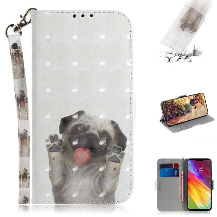3D Colored Drawing Dog Pattern Horizontal Flip Leather Case for LG Q Stylo 5, with Holder & Card ...