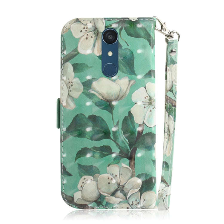 3D Colored Drawing Watercolor Flower Pattern Horizontal Flip Leather Case for LG Q Stylo 5, with ...