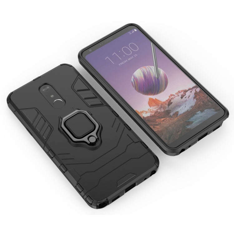 PC + TPU Shockproof Protective Case for LG Q Stylo 5, with Magnetic Ring Holder (Black)