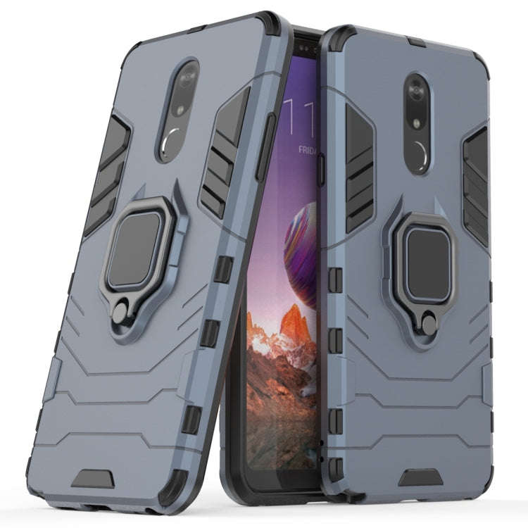 PC + TPU Shockproof Protective Case for LG Q Stylo 5, with Magnetic Ring Holder (Navy Blue)
