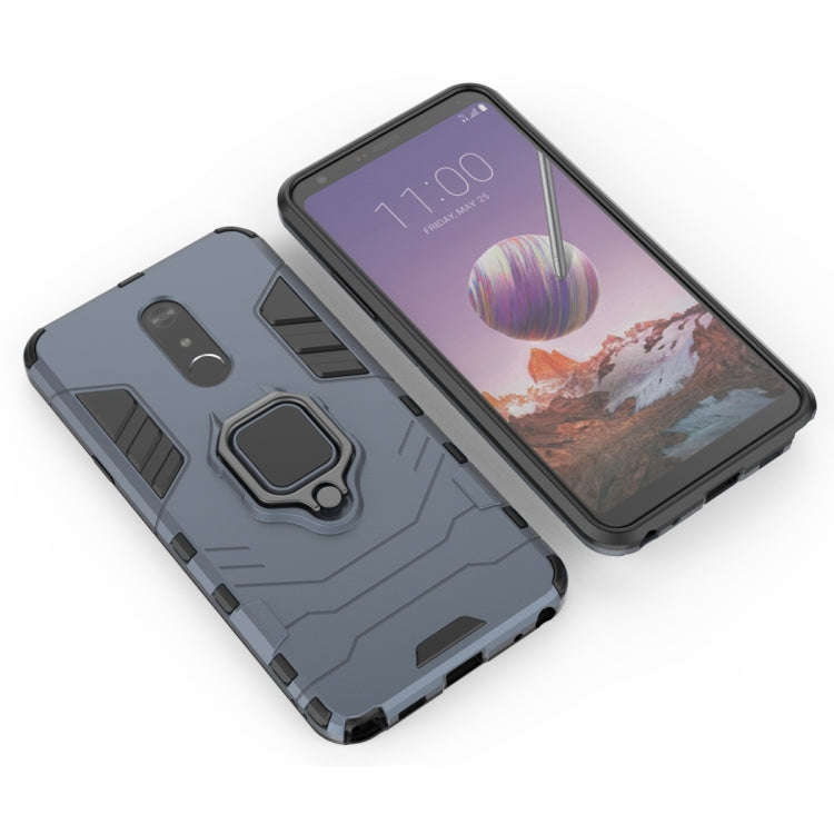 PC + TPU Shockproof Protective Case for LG Q Stylo 5, with Magnetic Ring Holder (Navy Blue)