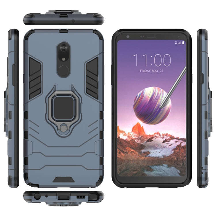 PC + TPU Shockproof Protective Case for LG Q Stylo 5, with Magnetic Ring Holder (Navy Blue)