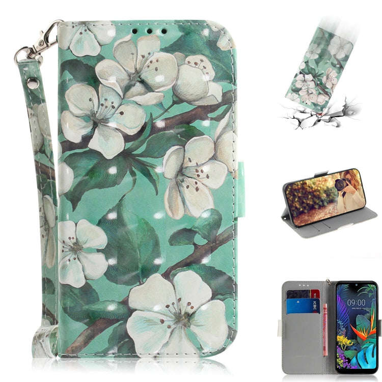 3D Painting Watercolor Flower Pattern Coloured Drawing Horizontal Flip Leather Case for LG K50, w...