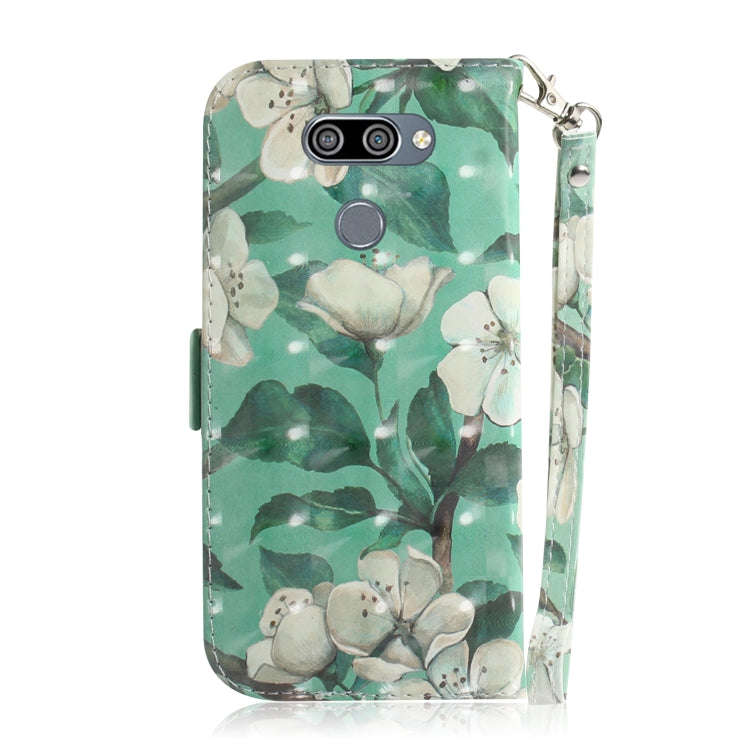 3D Painting Watercolor Flower Pattern Coloured Drawing Horizontal Flip Leather Case for LG K50, w...