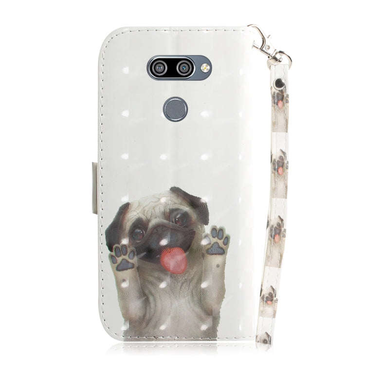3D Painting Pug Pattern Coloured Drawing Horizontal Flip Leather Case for LG K50, with Holder & C...