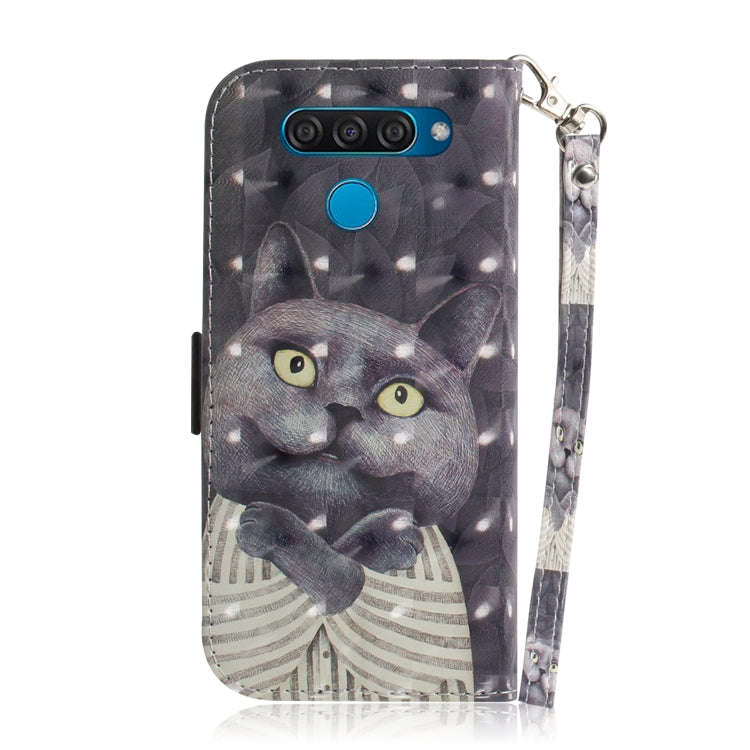 3D Painting Embrace Cat Pattern Coloured Drawing Horizontal Flip Leather Case for LG Q60, with Ho...