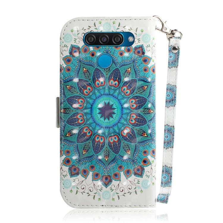 3D Painting Peacock Wreath Pattern Coloured Drawing Horizontal Flip Leather Case for LG Q60, with...