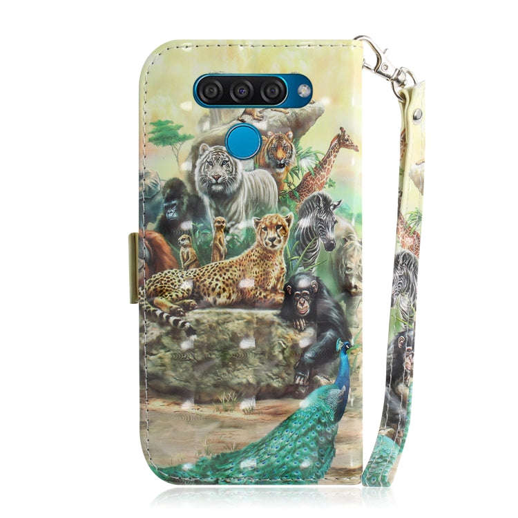3D Painting Zoo Pattern Coloured Drawing Horizontal Flip Leather Case for LG Q60, with Holder & C...
