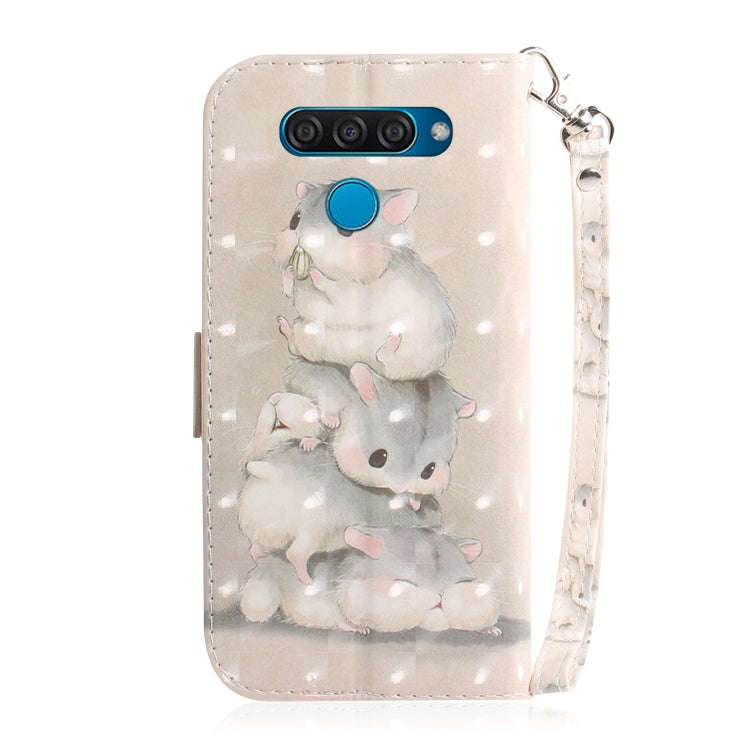 3D Painting Three Squirrels Pattern Coloured Drawing Horizontal Flip Leather Case for LG Q60, wit...