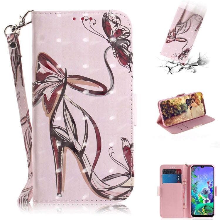 3D Painting Butterfly High Heels Pattern Coloured Drawing Horizontal Flip Leather Case for LG Q60...