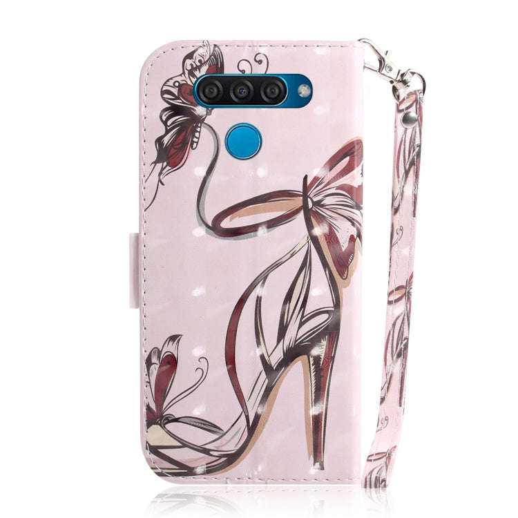 3D Painting Butterfly High Heels Pattern Coloured Drawing Horizontal Flip Leather Case for LG Q60...