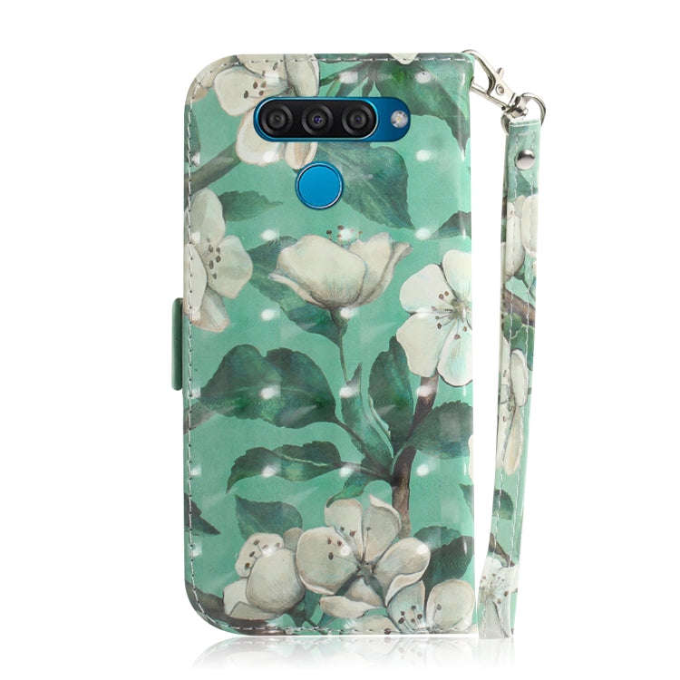 3D Painting Watercolor Flower Pattern Coloured Drawing Horizontal Flip Leather Case for LG Q60, w...