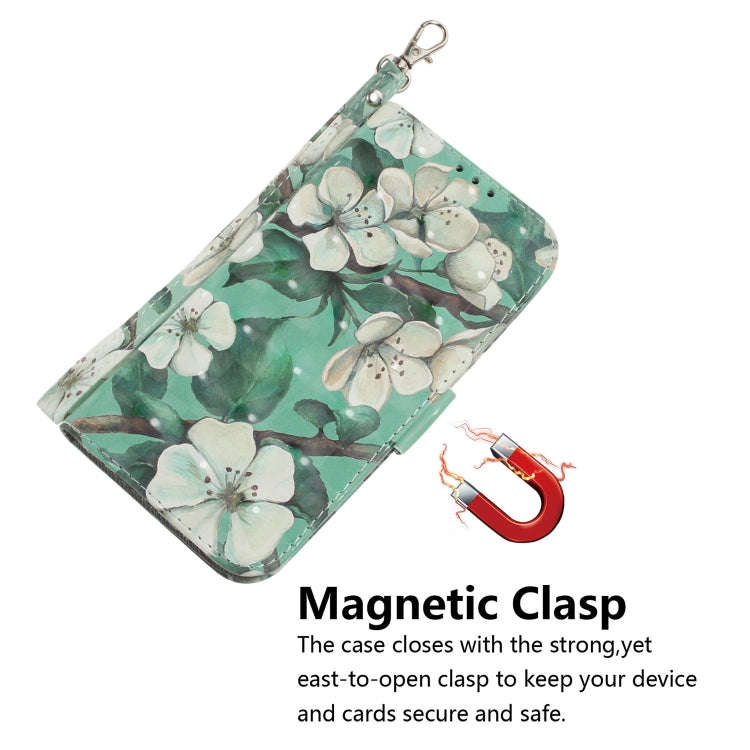 3D Painting Watercolor Flower Pattern Coloured Drawing Horizontal Flip Leather Case for LG Q60, w...