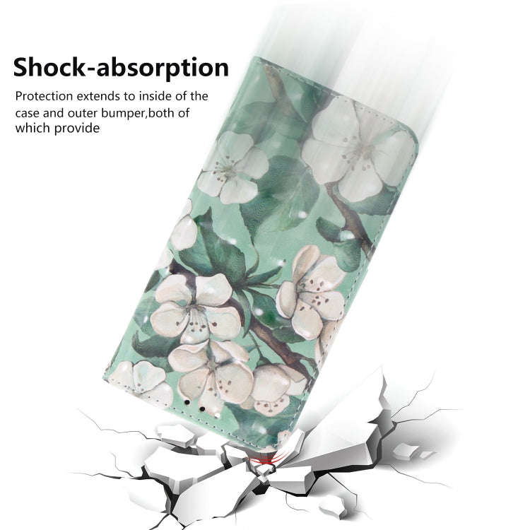 3D Painting Watercolor Flower Pattern Coloured Drawing Horizontal Flip Leather Case for LG Q60, w...