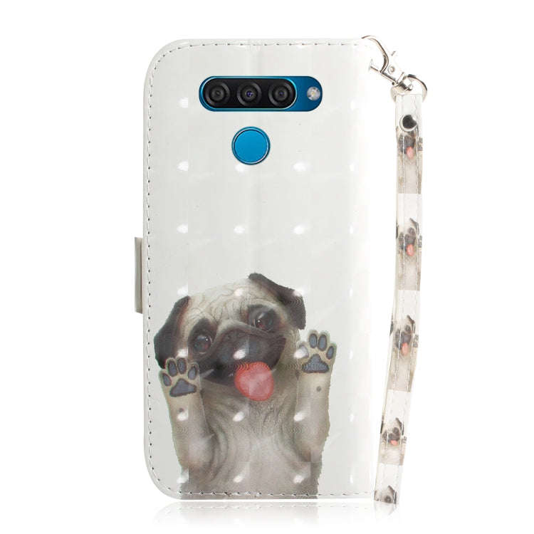 3D Painting Pug Pattern Coloured Drawing Horizontal Flip Leather Case for LG Q60, with Holder & C...