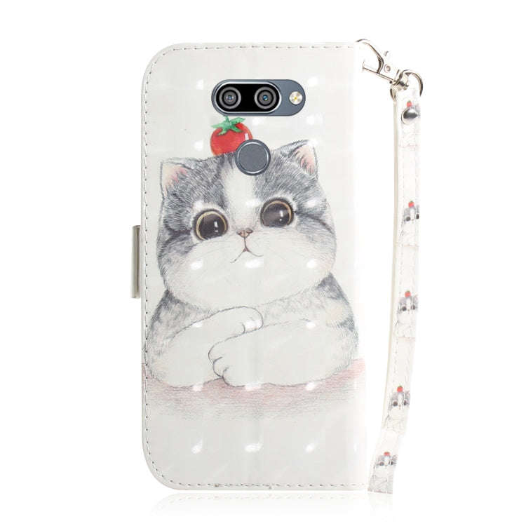 3D Painting Cute Cat Pattern Coloured Drawing Horizontal Flip Leather Case for LG K50, with Holde...