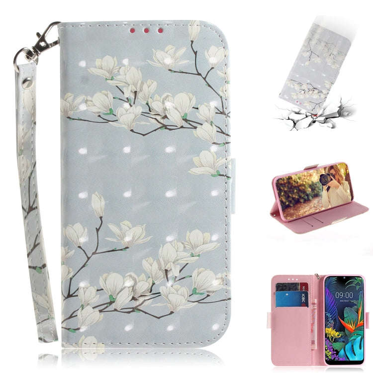 3D Painting Mognolia Pattern Coloured Drawing Horizontal Flip Leather Case for LG K50, with Holde...