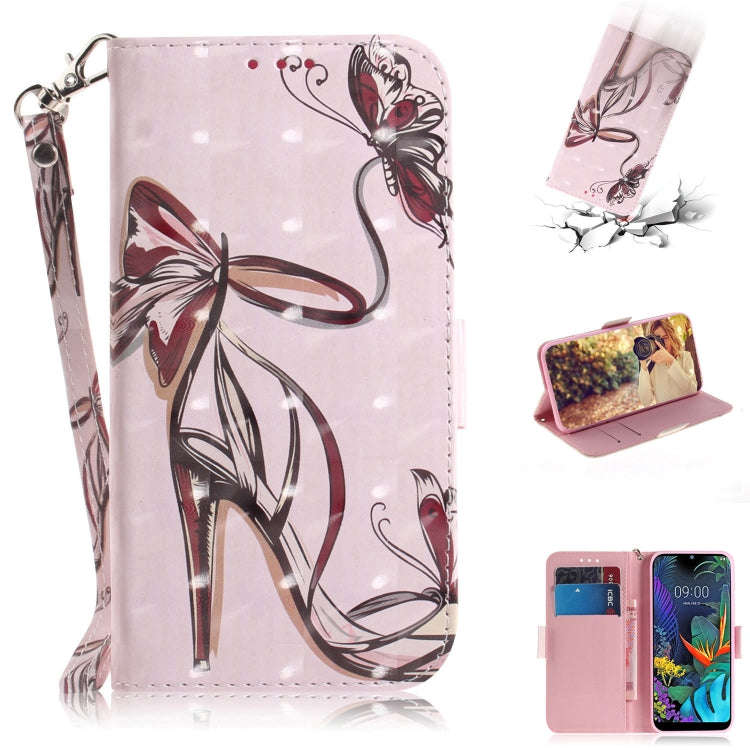 3D Painting Butterfly High Heels Pattern Coloured Drawing Horizontal Flip Leather Case for LG K50...