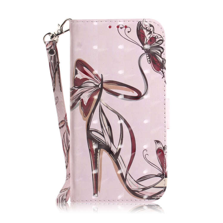 3D Painting Butterfly High Heels Pattern Coloured Drawing Horizontal Flip Leather Case for LG K50...