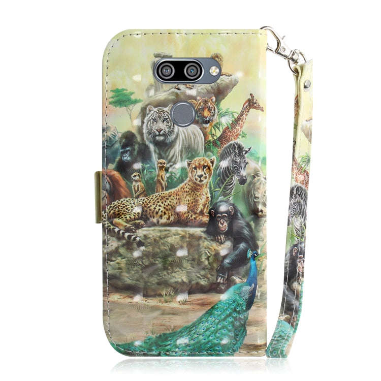 3D Painting Zoo Pattern Coloured Drawing Horizontal Flip Leather Case for LG K50, with Holder & C...