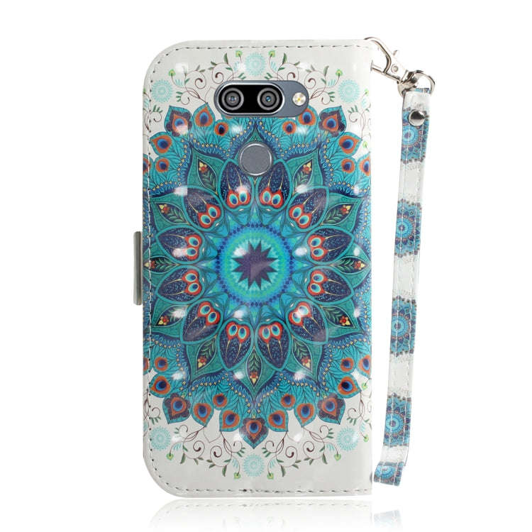 3D Painting Peacock Wreath Pattern Coloured Drawing Horizontal Flip Leather Case for LG K50, with...