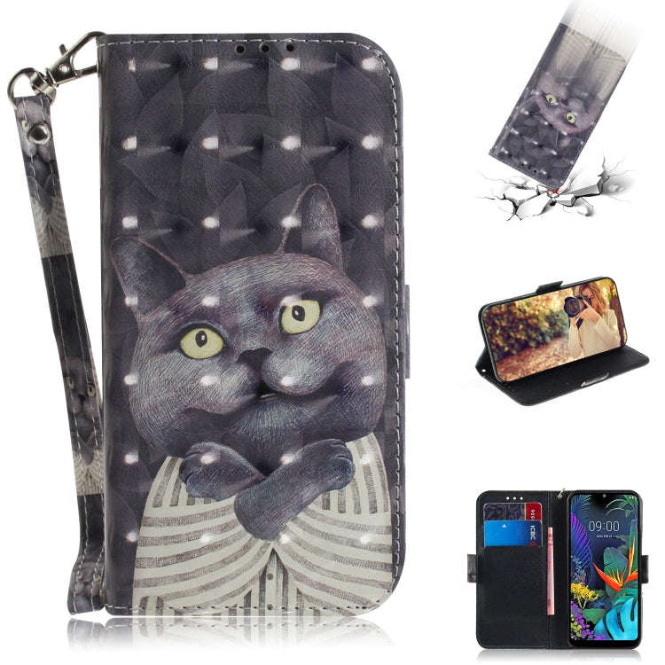 3D Painting Embrace Cat Pattern Coloured Drawing Horizontal Flip Leather Case for LG K50, with Ho...