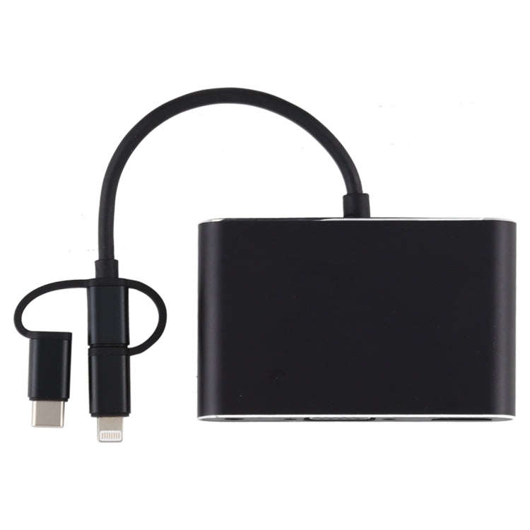 3 in 1 8 Pin + Micro USB + Type-C to AV + HDMI + VGA 15 Pin HD Screen Player Adapter Converter wi...