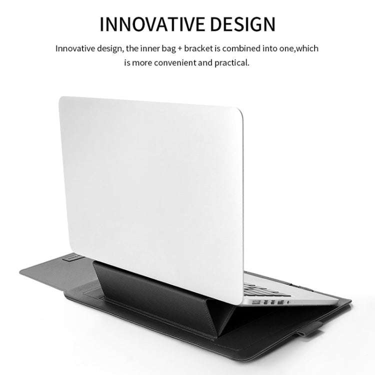4 in 1 Universal Waterproof PU Leather Laptop Liner Bag with Handle & Stand & Pen Holder + 2 Wind...