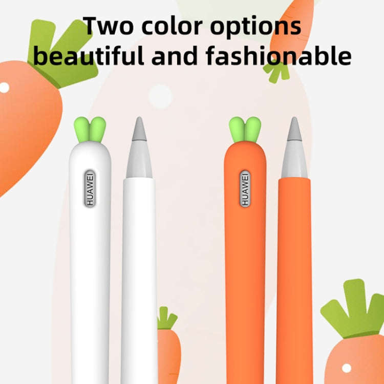 Cute Carrot Liquid Silicone Protective Cover with Pen Cap & Nib Cover for Huawei M-Pencil(White)