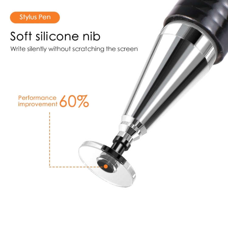 361 2 in 1 Universal Silicone Disc Nib Stylus Pen with Mobile Phone Writing Pen & Magnetic Cap(Bl...