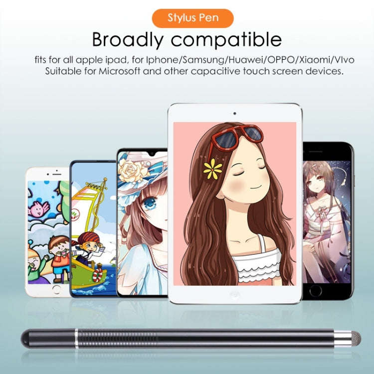 361 2 in 1 Universal Silicone Disc Nib Stylus Pen with Mobile Phone Writing Pen & Magnetic Cap(Bl...