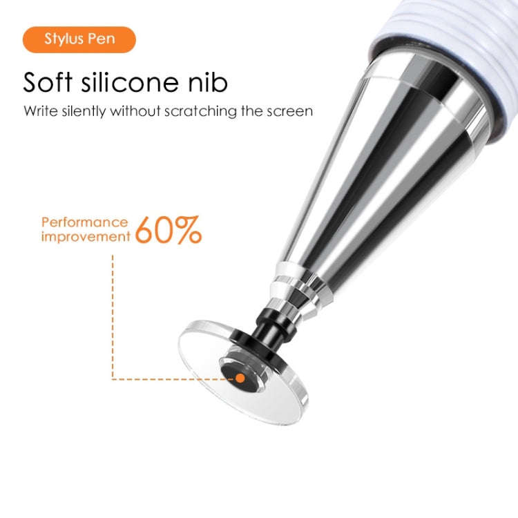 361 2 in 1 Universal Silicone Disc Nib Stylus Pen with Mobile Phone Writing Pen & Magnetic Cap(Wh...